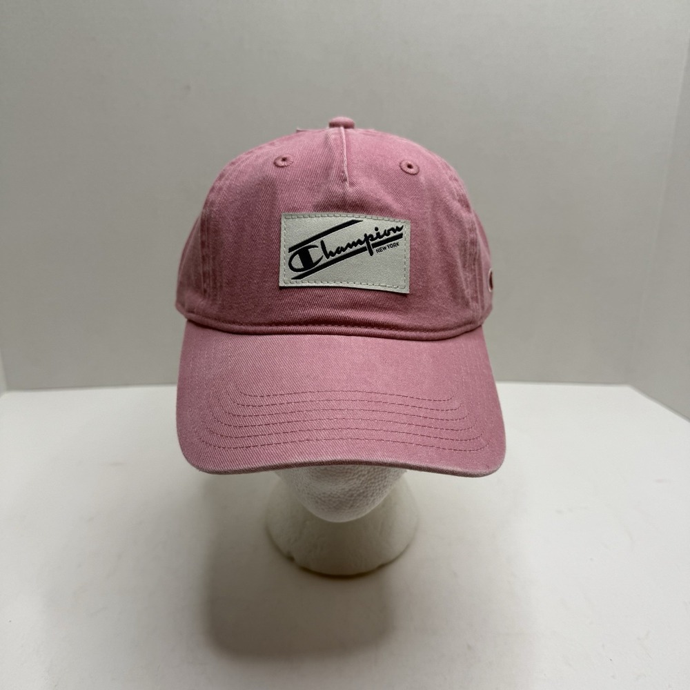 Champion New York Pink Washed Adjustable Baseball Cap Hat Patch Logo NWT